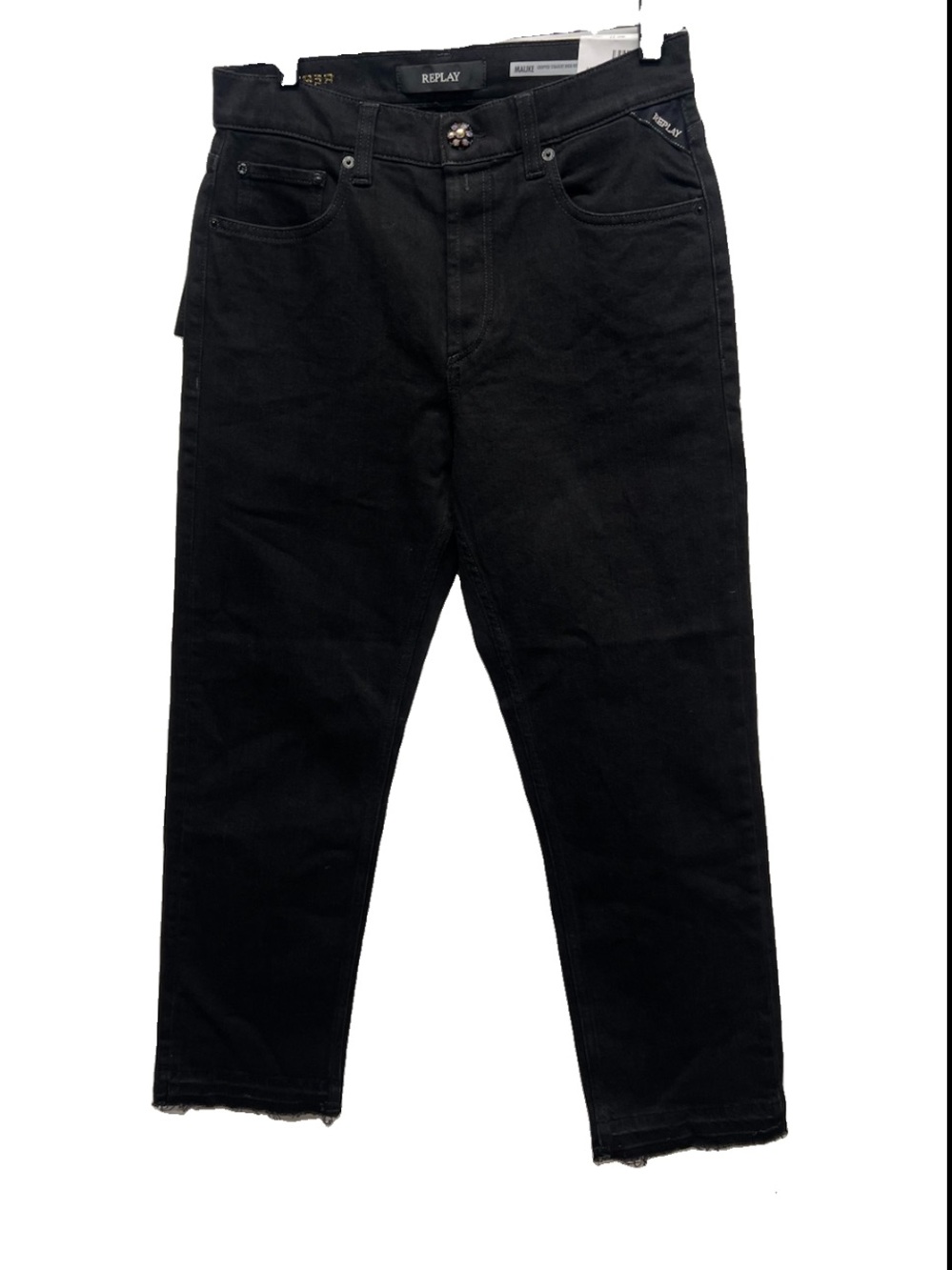 Replay Maijke Black Cropped Straight High Rise Cropped Jean Size 26